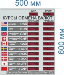 Табло курсов валют для помещение №15 на 10 строк (5 знаков в поле валют) арт. КрС22286