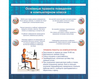 Стенд «Основные правила поведения в компьютерном классе» арт. ФгК26736