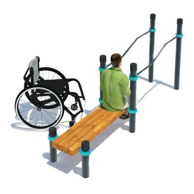 Брусья двухуровневые со скамьей для инвалидов-колясочников W-8.05
