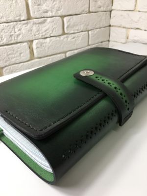 Блокнот а5 (ручная работа, натуральная кожа), зеленый