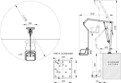 Подъемник для бассейна с гидравлическим приводом для инвалидов ИПБ-170Г арт. Ipr12701