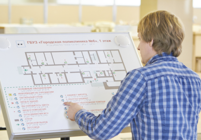 Тактильно-звуковая мнемосхема 820х620 в комплекте с вертикальной стойкой арт. ИА27034