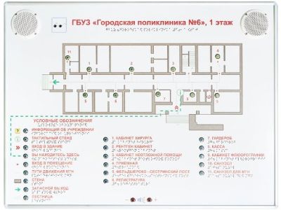 Тактильно-звуковая мнемосхема 820х620 в комплекте с вертикальной стойкой арт. ИА27034