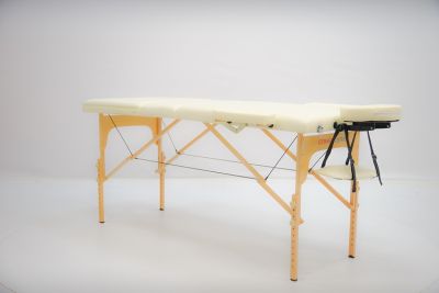 Массажный стол, ДЕРЕВЯННЫЙ 3-х секционный, кремовый MET Comfort W3