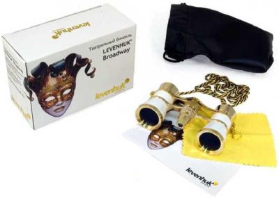 Бинокль Levenhuk (Левенгук) Broadway 325F с подсветкой и цепочкой, белый