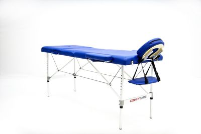 Стол массажный алюминий, 3-х секционный, синий MET Comfort A3