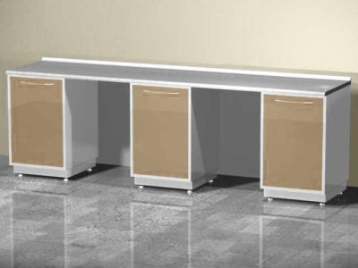 Стол лабораторный (3 тумбы с распашными металлическими дверями)