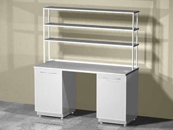 Стол лабораторный 2-тумбовый со стеллажом
