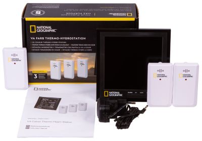 Метеостанция Bresser (Брессер) National Geographic VA с цветным дисплеем и тремя белыми датчиками