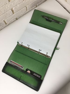Блокнот а5 (ручная работа, натуральная кожа), зеленый