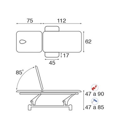 Camilla 2 Secciones M64 - массажный стол с электрическим приводом 70х188