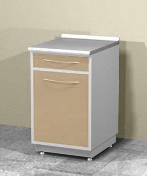 Металлическая тумба с 1 полкой и 1 ящиком