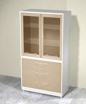 Шкаф медицинский (металл) двухстворчатый с 2 полками и 3 ящиками