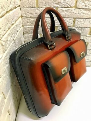 Портфель Deal (ручная работа, натуральная кожа), темно-оранжевый