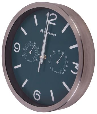 Часы настенные Bresser MyTime ND DCF Thermo/Hygro, 25 см, бирюзовые