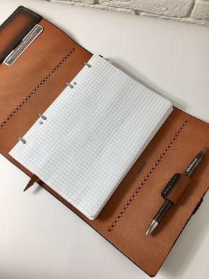 Блокнот а5 (ручная работа, натуральная кожа), оранжевый