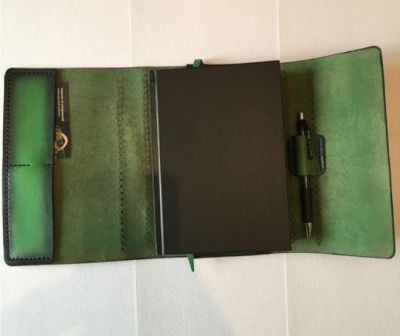 Ежедневник а5 недатированный (ручная работа, натуральная кожа), зеленый