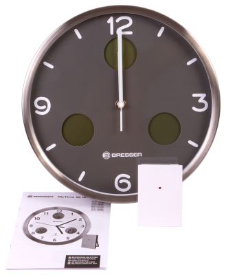 Часы настенные Bresser (Брессер) MyTime io NX Thermo/Hygro, 30 см, серые