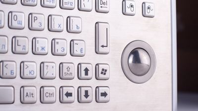 Металлическая настольная антивандальная клавиатура c трекболом арт. ТчБ28096