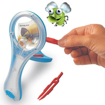 Лупа детская Navir 3x/7x, с подставкой и пинцетом, черная