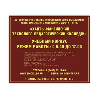 Вывеска тактильная 400x500 из оргстекла 8 мм