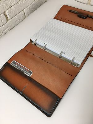 Блокнот а5 (ручная работа, натуральная кожа), оранжевый