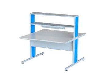 Стол лабораторный островной с надстройкой со светильниками и розетками СЛОвСН PF  арт. PLM26713