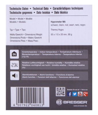 Гигрометр Bresser (Брессер) Mould Alert, черный