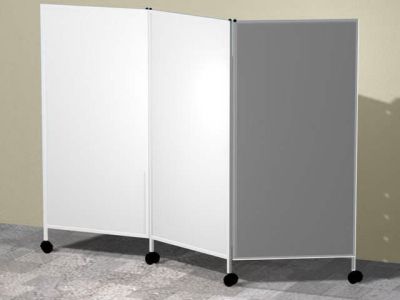 Ширма медицинская (металл, поликарбонат) трехсекционная на колесах