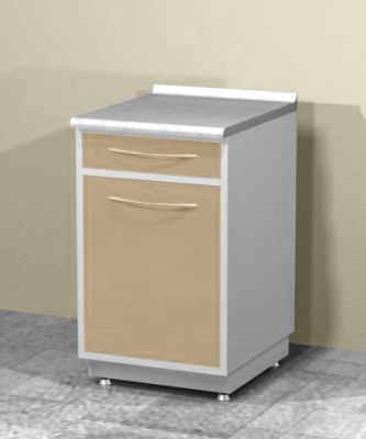 Металлическая тумба с 1 полкой и 1 ящиком