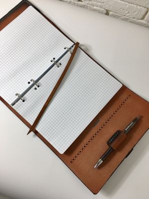 Блокнот а5 (ручная работа, натуральная кожа), оранжевый