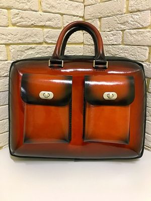 Портфель Deal (ручная работа, натуральная кожа), темно-оранжевый