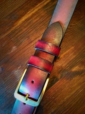 Ремень (ручная работа, натуральная кожа), бордовый