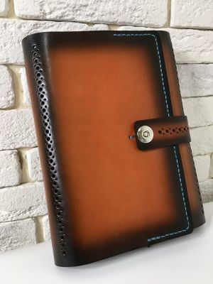 Блокнот а5 (ручная работа, натуральная кожа), оранжевый