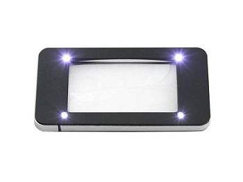 Лупа для чтения Veber 2,5x/4x, 75x43 мм, черная, с подсветкой (G188)
