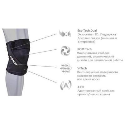 Бандаж на колено для бегунов RK-1, левый, черный