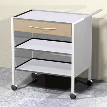 Столик-тележка медицинский инструментальный (металл) 2 полки и 1 ящик