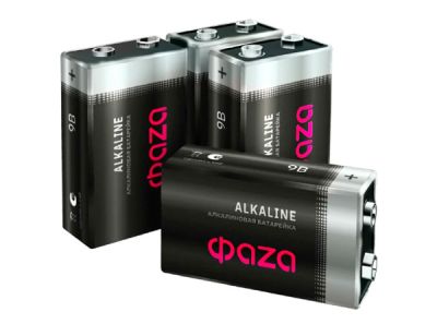 Элемент питания Фаzа "Крона" (6LR61/6LF22/MN1604), 4 шт., 9 В, алкалиновый