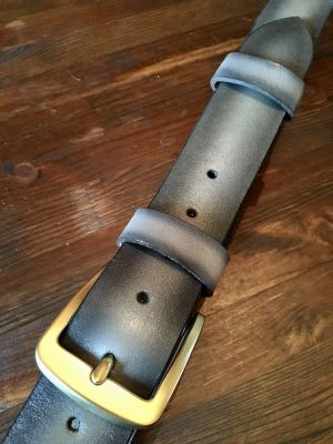 Ремень (ручная работа, натуральная кожа), серый