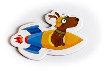 Веселый магнит «Собака на ракете» (детский)