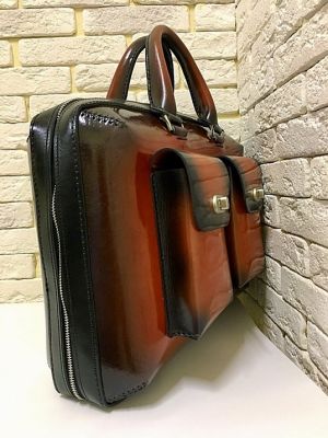 Портфель Deal (ручная работа, натуральная кожа), темно-оранжевый