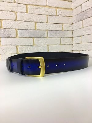 Ремень (ручная работа, натуральная кожа), темной-синий