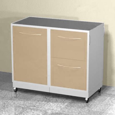 Передвижная тумба двойная с 2 ящиками и 2 полками