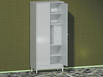 Шкаф двухдверный с замком, 4 полки, сейфом, с ножками 100мм