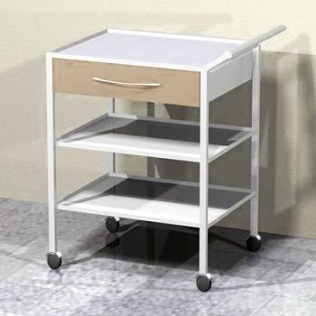 Столик-тележка медицинский инструментальный (металл) 2 полки и 1 ящик