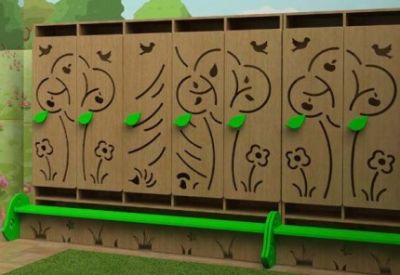 Шкаф детский для одежды со скамьей (вариант 1) арт. MKr24119