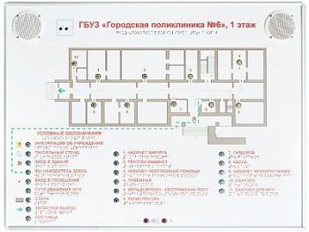 Тактильно-звуковая мнемосхема 610 х 470 в комплекте с вертикальной стойкой арт. ИА27032