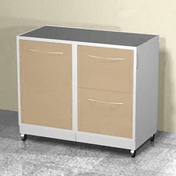 Передвижная тумба двойная с 2 ящиками и 2 полками