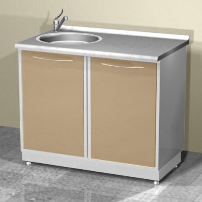 металлическая тумба двойная с мойкой слева