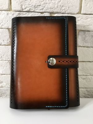 Блокнот а5 (ручная работа, натуральная кожа), оранжевый